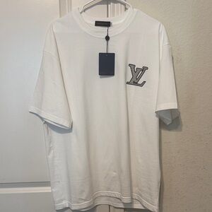 Louis Vuitton White Crewneck T-Shirt with LV Chest Emblem